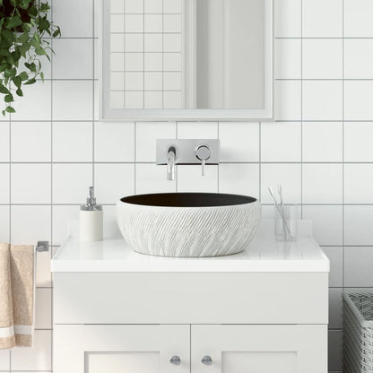 Lavabo da Appoggio Nero e Grigio Rotondo ?41x14 cm Ceramica