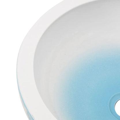Lavabo da Appoggio Bianco e Blu Rotondo ?41x14 cm Ceramica