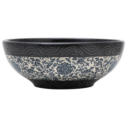Lavabo da Appoggio Nero e Blu Rotondo ?41x14 cm Ceramica