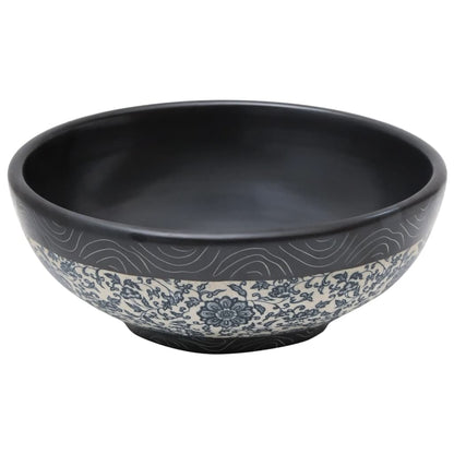 Lavabo da Appoggio Nero e Blu Rotondo ?41x14 cm Ceramica