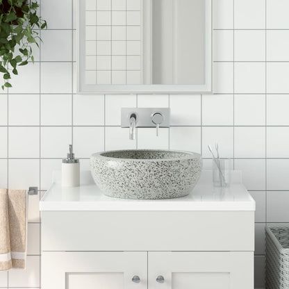 Lavabo da Appoggio Grigio Rotondo ?41x14 cm Ceramica