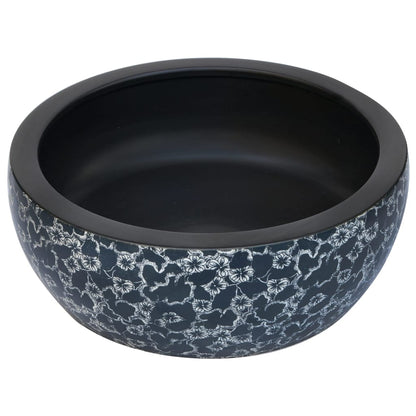 Lavabo da Appoggio Nero e Blu Rotondo ?41x14 cm Ceramica