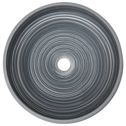 Lavabo da Appoggio Grigio Rotondo ?41x14 cm Ceramica