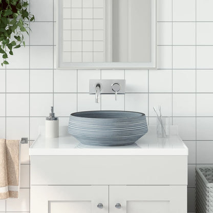 Lavabo da Appoggio Grigio Rotondo ?41x14 cm Ceramica