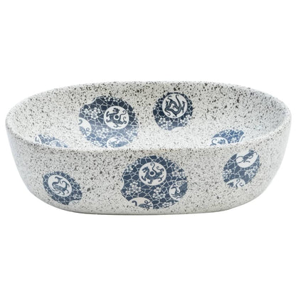 Lavabo da Appoggio Grigio e Blu Ovale 47x33x13 cm Ceramica