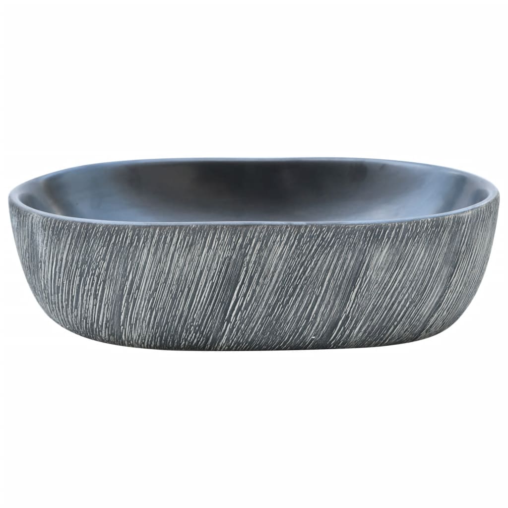 Lavabo da Appoggio Nero e Grigio Ovale 47x33x13 cm Ceramica