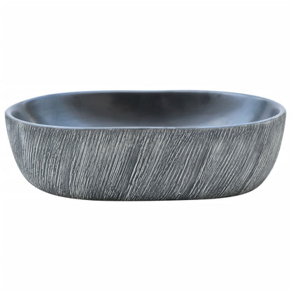 Lavabo da Appoggio Nero e Grigio Ovale 47x33x13 cm Ceramica