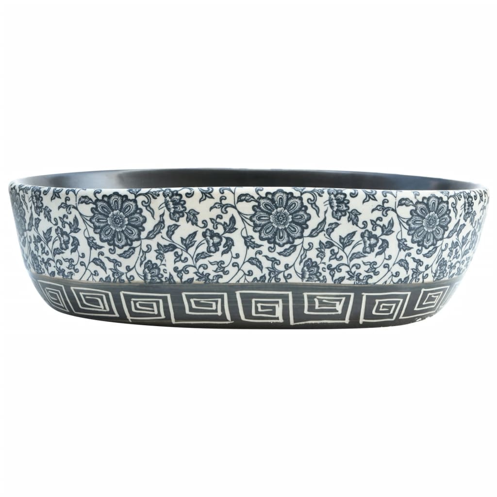 Lavabo da Appoggio Nero e Blu Ovale 47x33x13 cm Ceramica