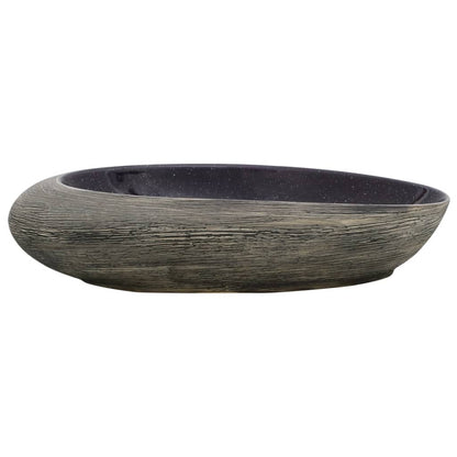 Lavabo da Appoggio Viola e Grigio Ovale 59x40x14 cm Ceramica