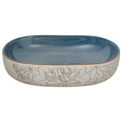 Lavabo da Appoggio Sabbia e Blu Ovale 59x40x14 cm Ceramica