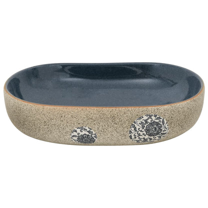 Lavabo da Appoggio Sabbia e Blu Ovale 59x40x14 cm Ceramica
