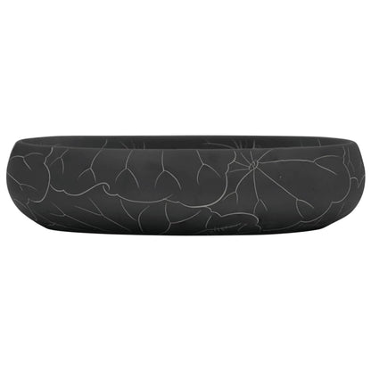 Lavabo da Appoggio Nero Ovale 59x40x15 cm Ceramica