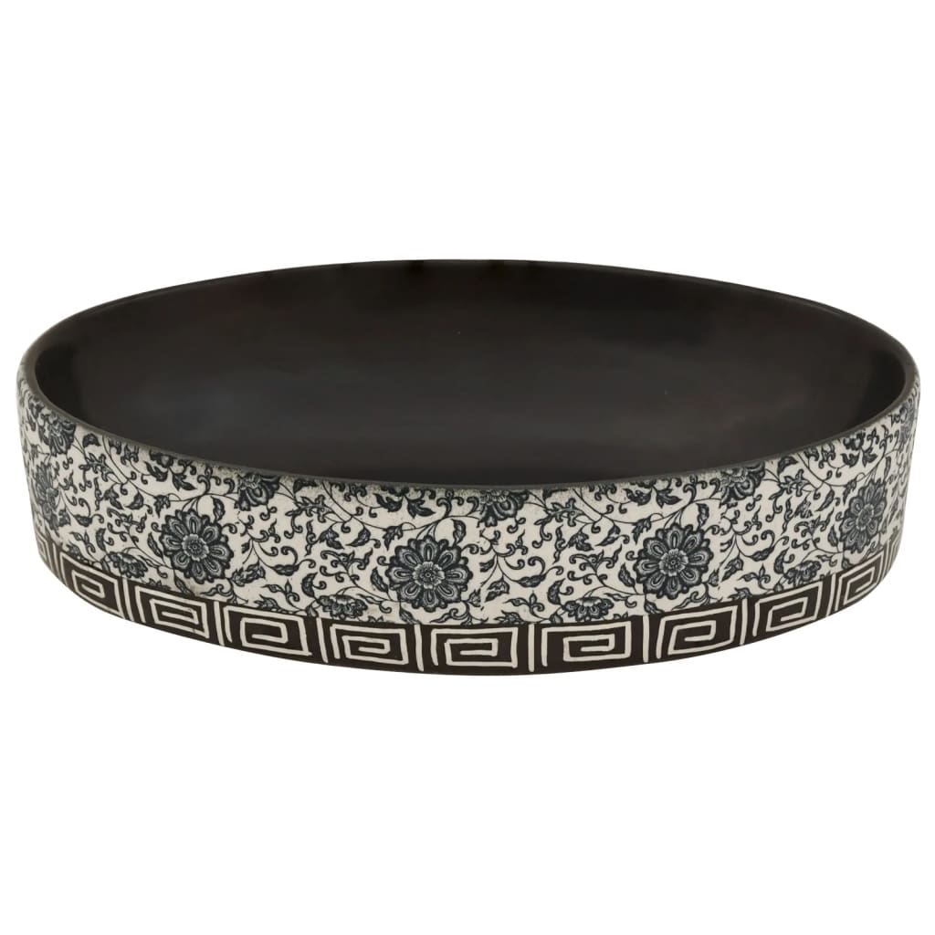 Lavabo da Appoggio Nero e Blu Ovale 56,5x36,5x13,5 cm Ceramica