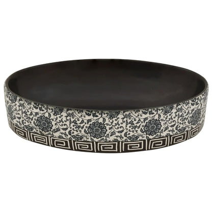 Lavabo da Appoggio Nero e Blu Ovale 56,5x36,5x13,5 cm Ceramica