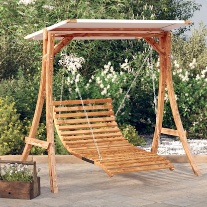 Letto a Dondolo con Tetto Massello di Abete Finitura in Teak
