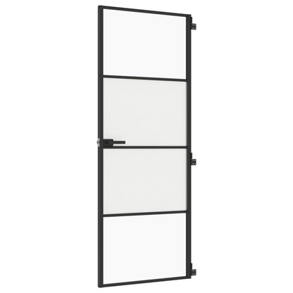 Porta per Interni Nera 76x201,5cm Vetro Temperato e Alluminio