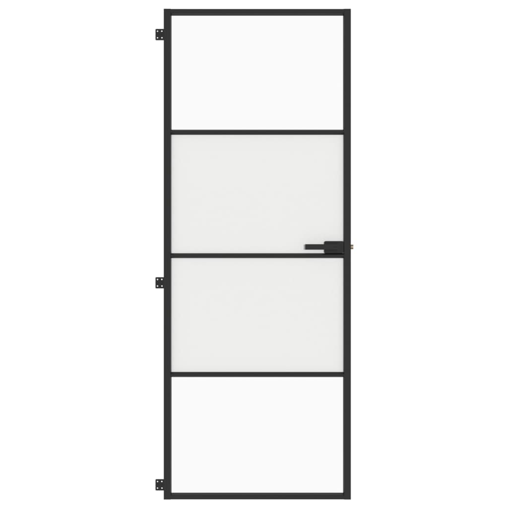 Porta per Interni Nera 76x201,5cm Vetro Temperato e Alluminio