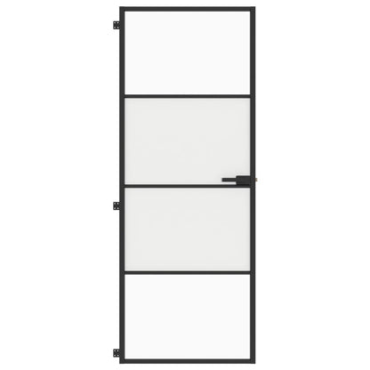 Porta per Interni Nera 76x201,5cm Vetro Temperato e Alluminio