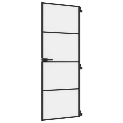 Porta per Interni Nera 76x201,5cm Vetro Temperato e Alluminio