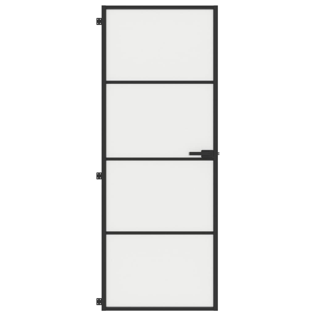 Porta per Interni Nera 76x201,5cm Vetro Temperato e Alluminio