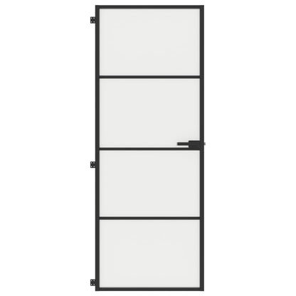 Porta per Interni Nera 76x201,5cm Vetro Temperato e Alluminio