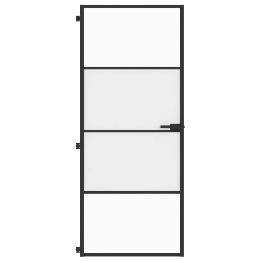 Porta per Interni Nera 83x201,5cm Vetro Temperato e Alluminio