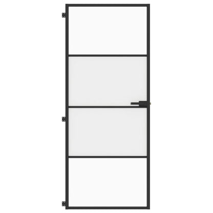 Porta per Interni Nera 83x201,5cm Vetro Temperato e Alluminio