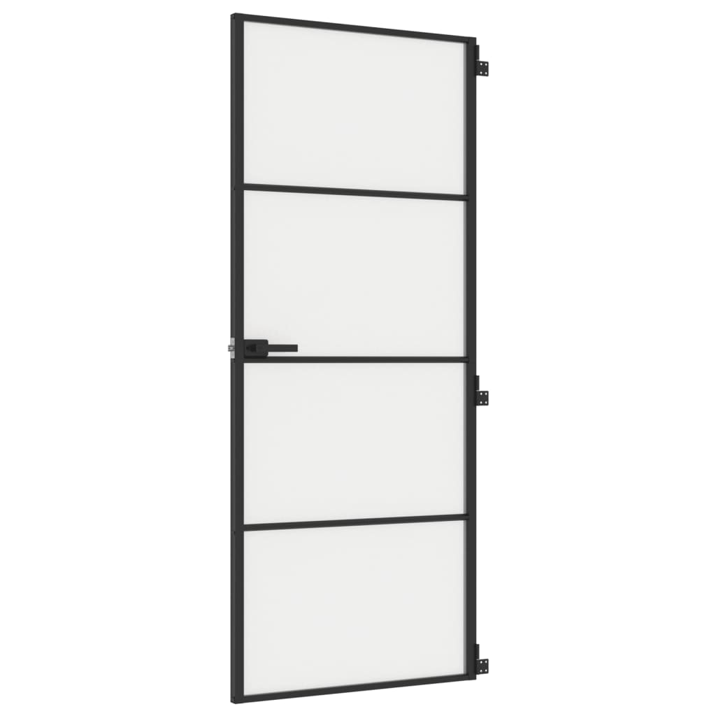 Porta Interni Sottile Nera 83x201,5cm Vetro Temperato Alluminio