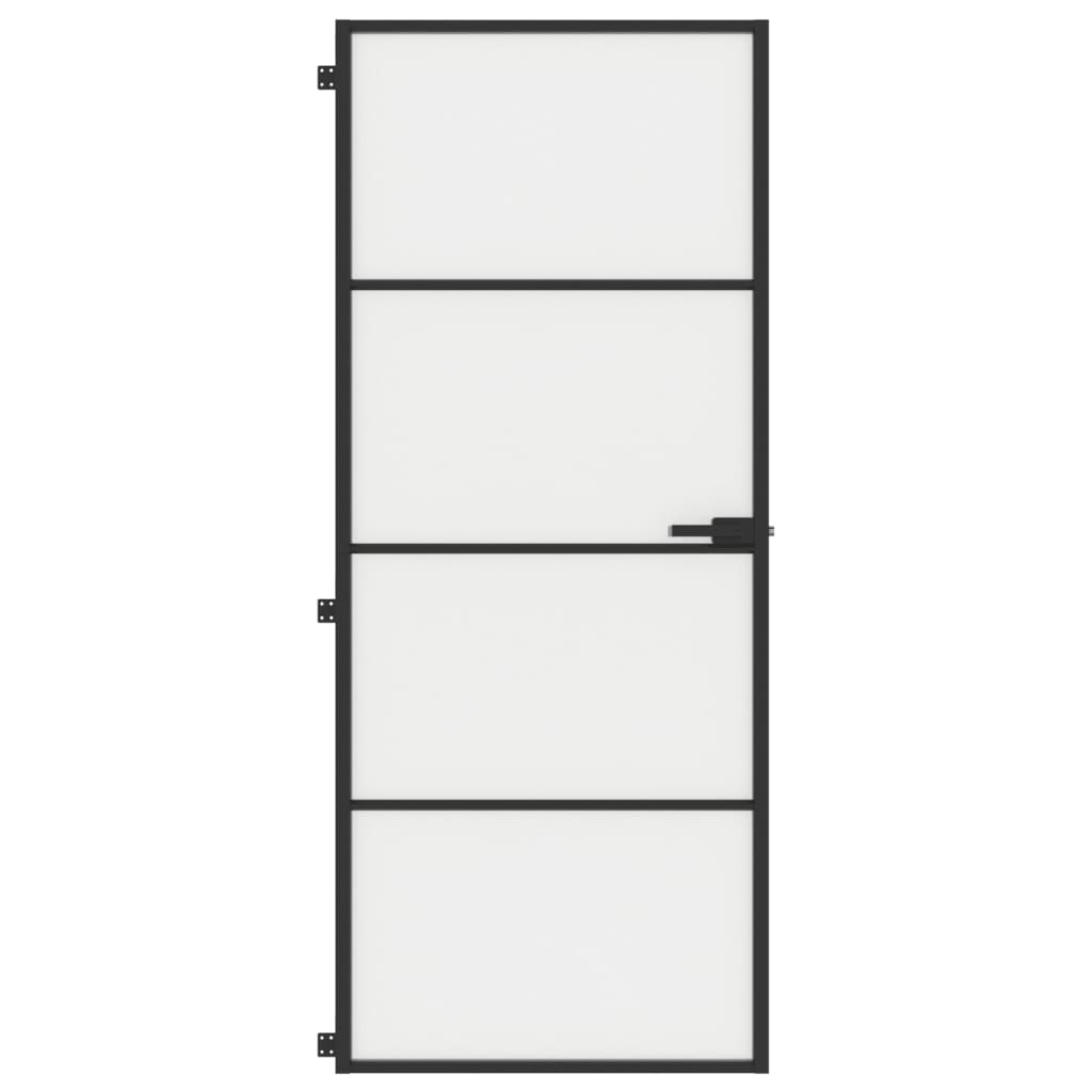 Porta Interni Sottile Nera 83x201,5cm Vetro Temperato Alluminio
