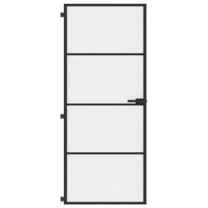 Porta Interni Sottile Nera 83x201,5cm Vetro Temperato Alluminio