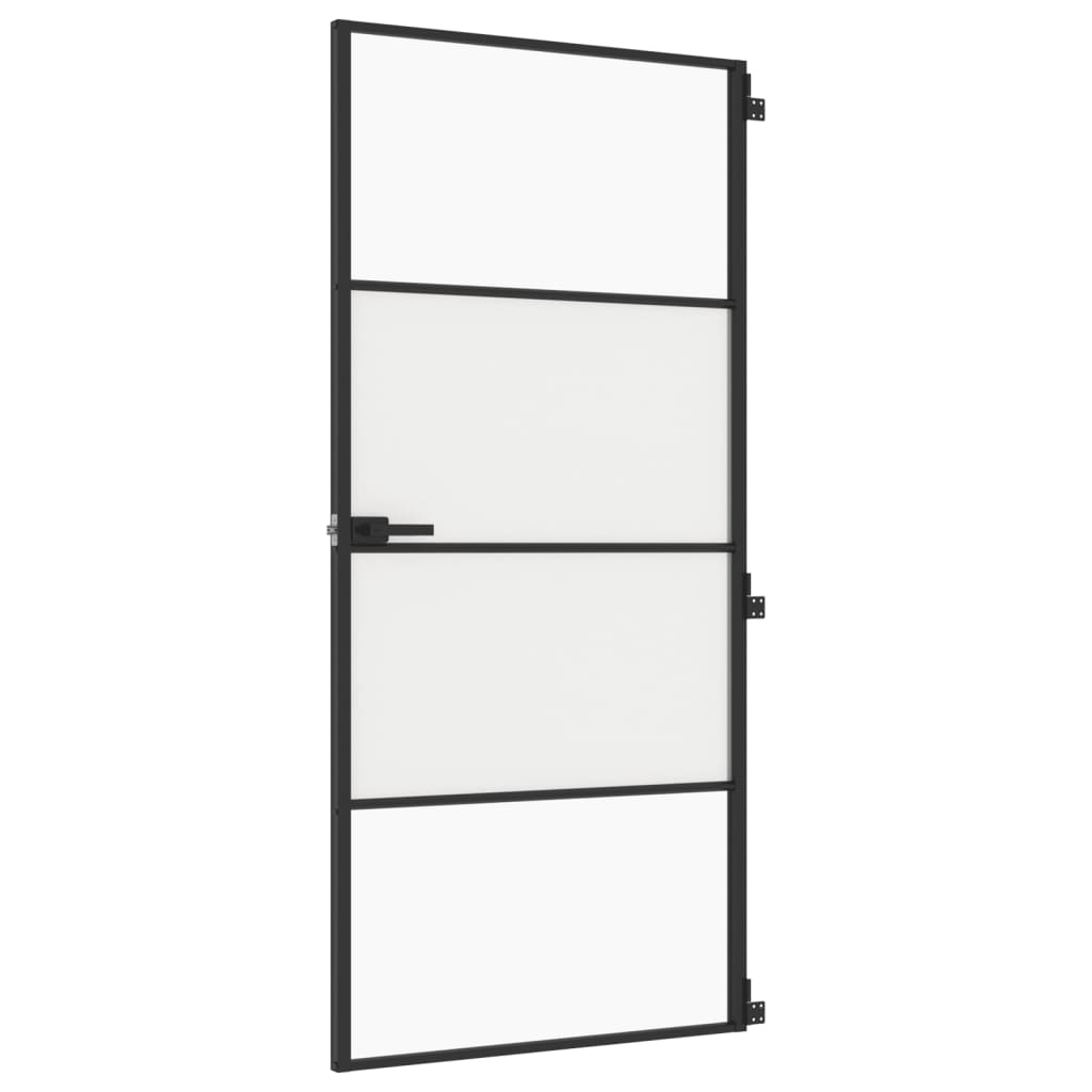 Porta Interni Sottile Nera 93x201,5cm Vetro Temperato Alluminio