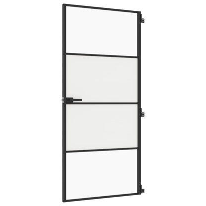 Porta Interni Sottile Nera 93x201,5cm Vetro Temperato Alluminio