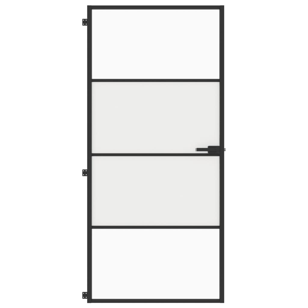 Porta Interni Sottile Nera 93x201,5cm Vetro Temperato Alluminio