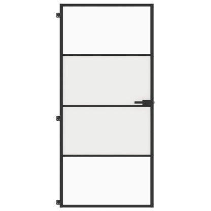Porta Interni Sottile Nera 93x201,5cm Vetro Temperato Alluminio