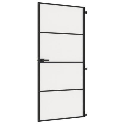 Porta Interni Sottile Nera 93x201,5cm Vetro Temperato Alluminio