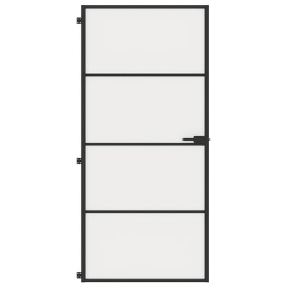 Porta Interni Sottile Nera 93x201,5cm Vetro Temperato Alluminio