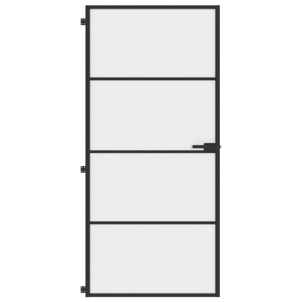 Porta Interni Sottile Nera 93x201,5cm Vetro Temperato Alluminio