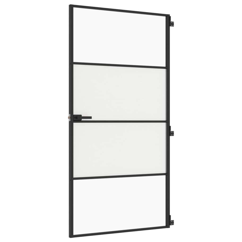 Porta Interni Sottile Nera 102,5x201,5Vetro Temperato Alluminio