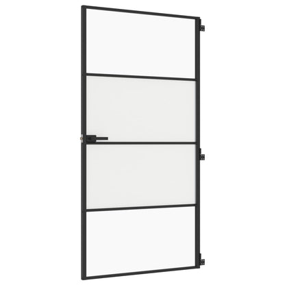 Porta Interni Sottile Nera 102,5x201,5Vetro Temperato Alluminio