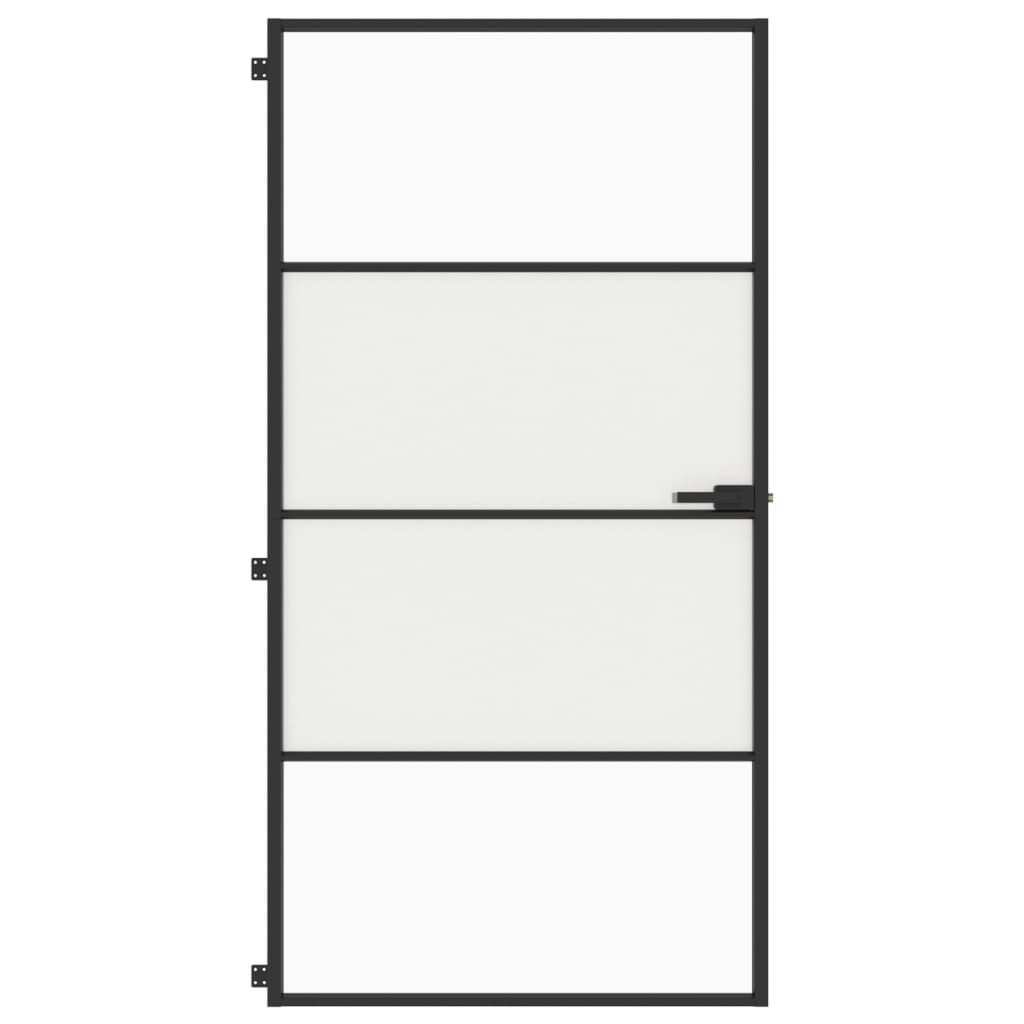 Porta Interni Sottile Nera 102,5x201,5Vetro Temperato Alluminio