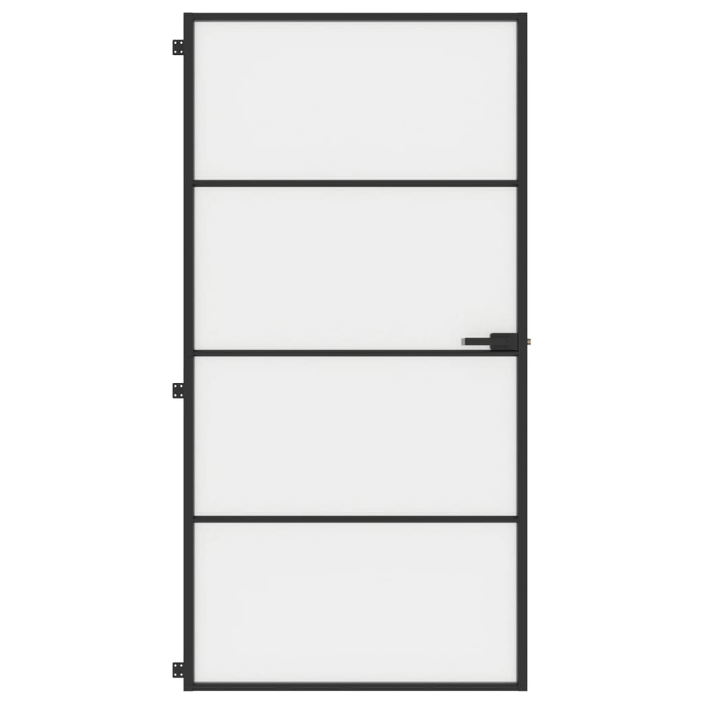 Porta Interni Sottile Nera 102,5x201,5Vetro Temperato Alluminio
