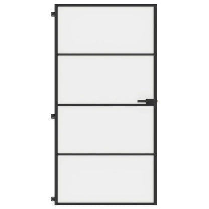 Porta Interni Sottile Nera 102,5x201,5Vetro Temperato Alluminio