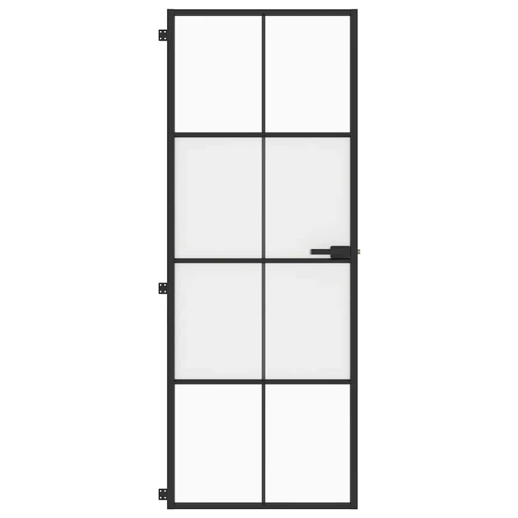 Porta Interni Sottile Nera 76x201,5cm Vetro Temperato Alluminio