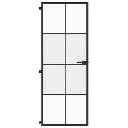 Porta Interni Sottile Nera 76x201,5cm Vetro Temperato Alluminio