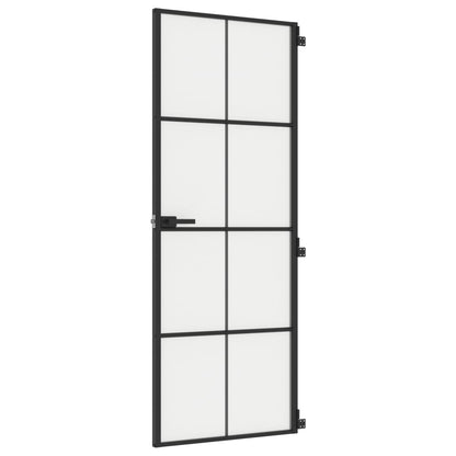 Porta Interni Sottile Nera 76x201,5cm Vetro Temperato Alluminio
