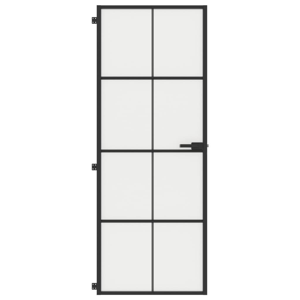 Porta Interni Sottile Nera 76x201,5cm Vetro Temperato Alluminio