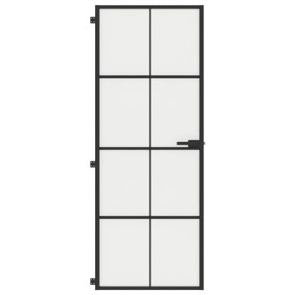 Porta Interni Sottile Nera 76x201,5cm Vetro Temperato Alluminio