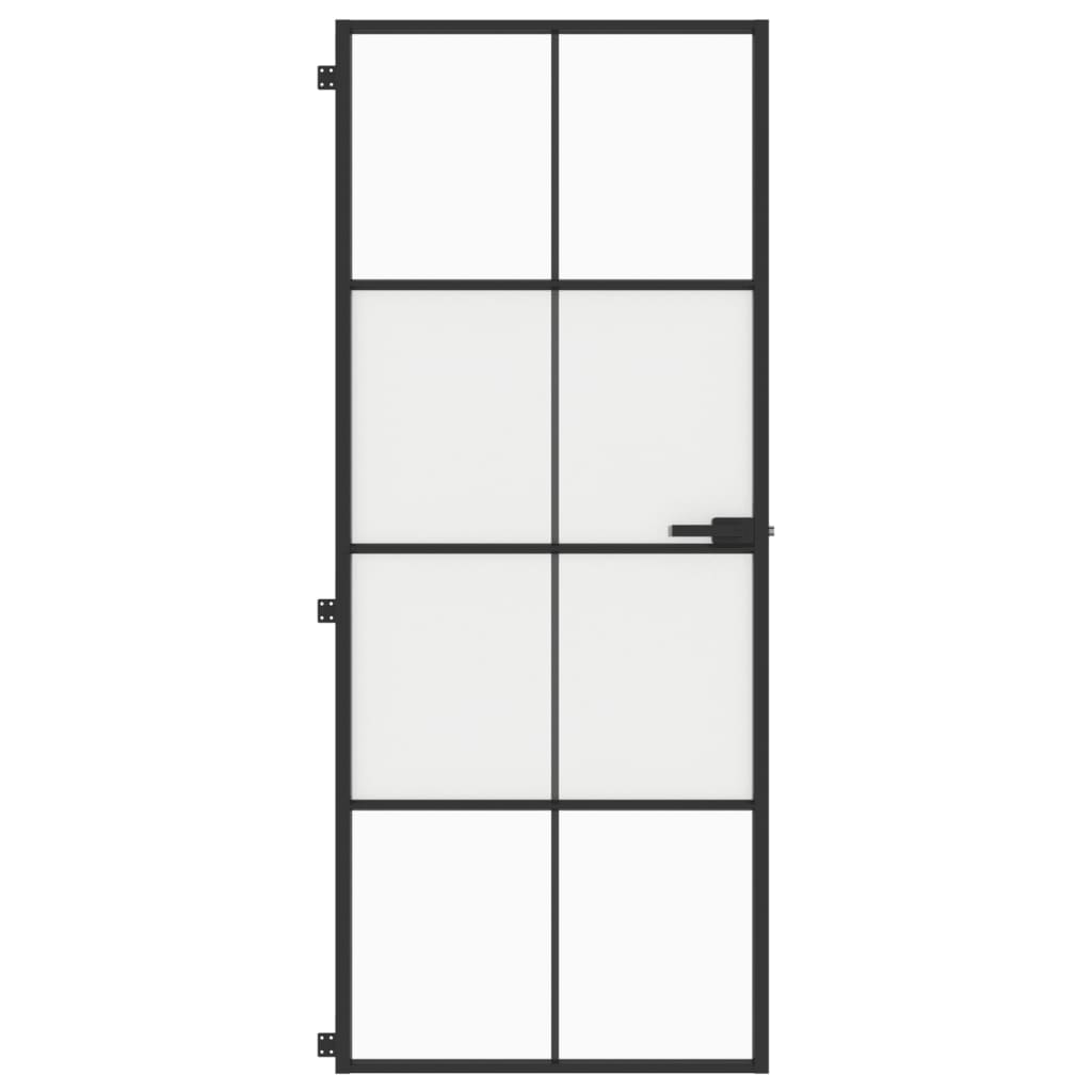 Porta Interni Sottile Nera 83x201,5cm Vetro Temperato Alluminio