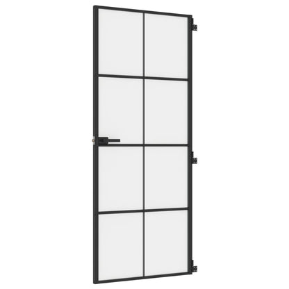 Porta Interni Sottile Nera 83x201,5cm Vetro Temperato Alluminio