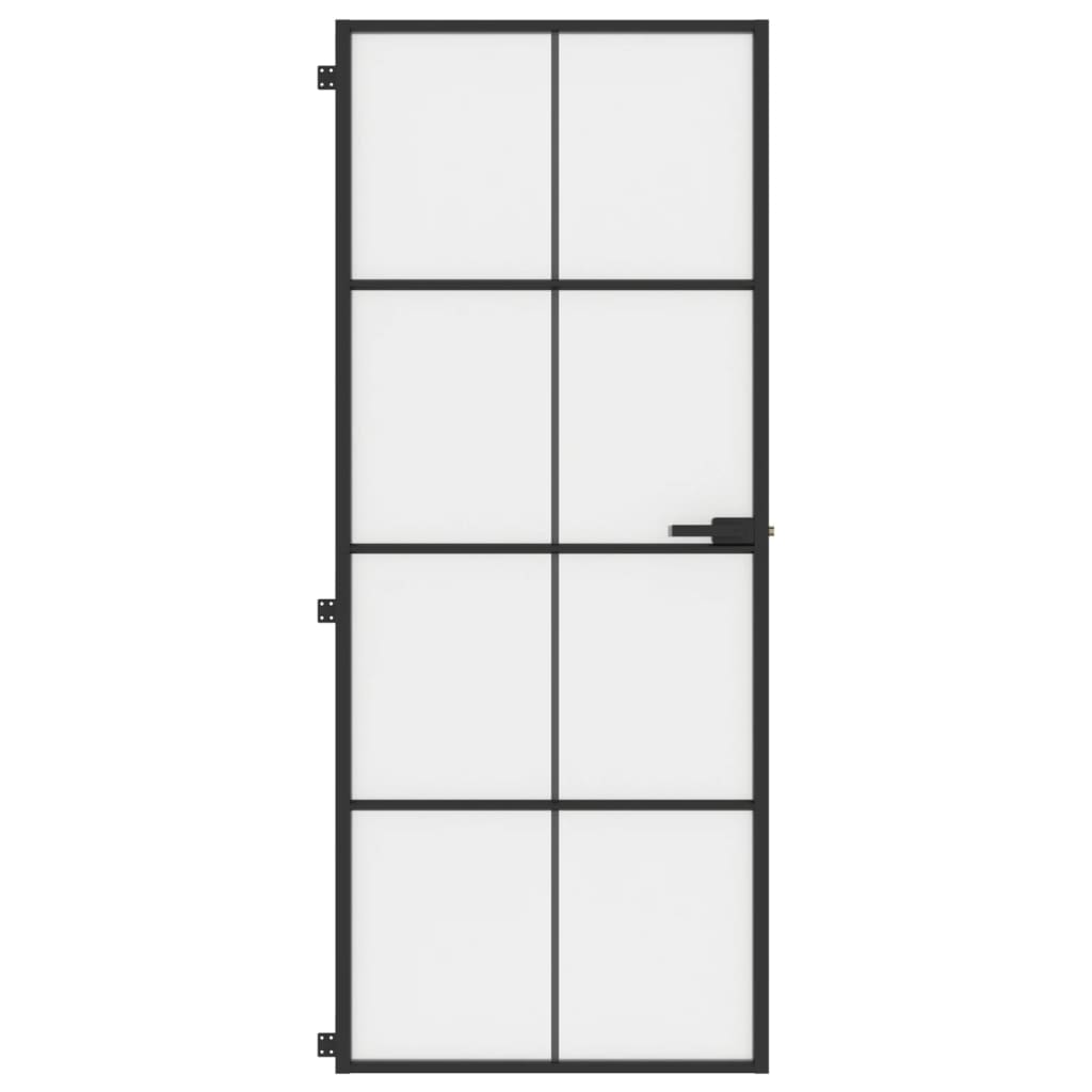 Porta Interni Sottile Nera 83x201,5cm Vetro Temperato Alluminio